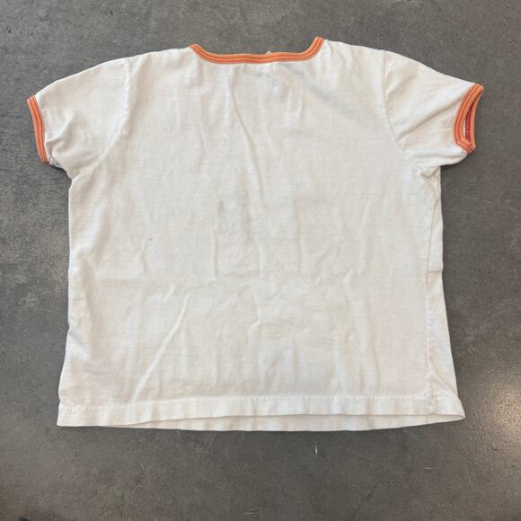 Vintage Y2K Surf USA Summer USA White Graphic Ringer Baby Tee 6X - Picture 2 of 6